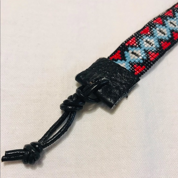 Sundance Inspired Loom Woven Bead Bracelet Genuine Buffalo Head Nickel & Leather - Picture 4 of 10